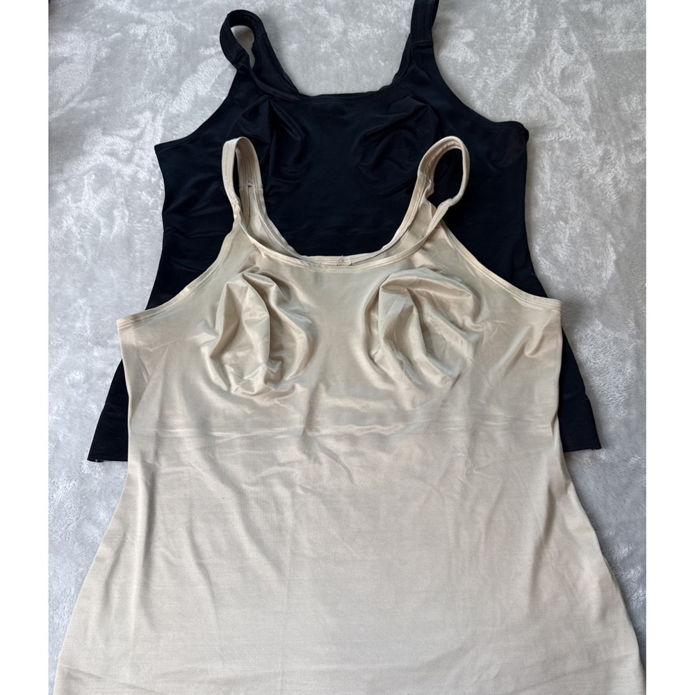 Lot of 2 Catherines & Serenada Shapewear Camisole Tank Tops Black & Nude Size 44
